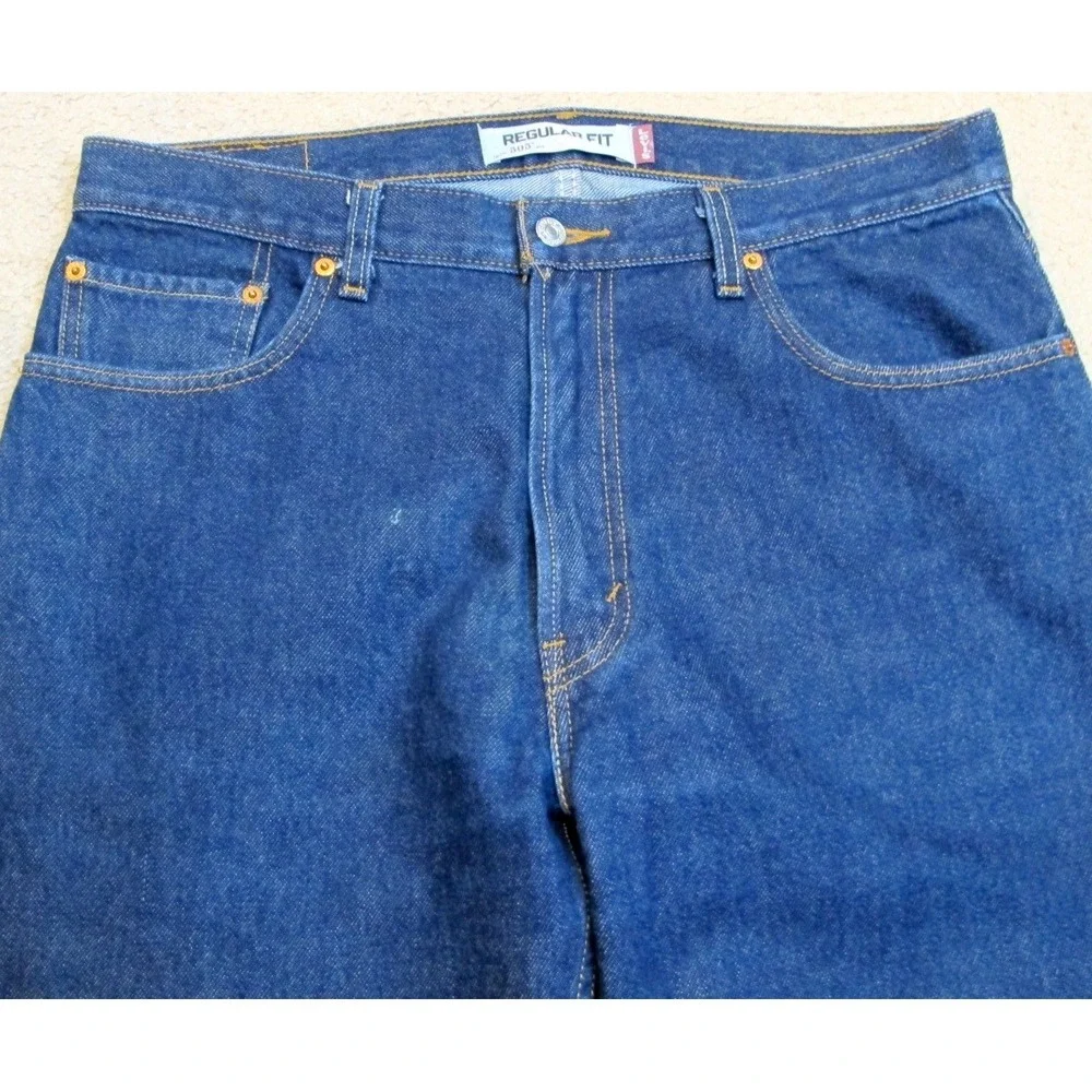 Levi's Blue 505 Regular Fit Straight Denim Dark Wash Jeans‎ Men's Size 36 x 32